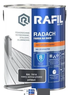 FARBA NA DACH RADACH 5L ANTRACYT PÓŁMAT RAL 7016 Rafil