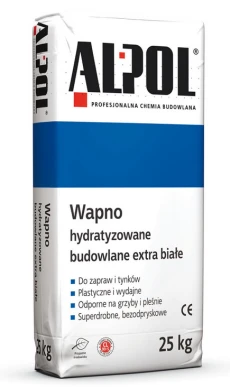 ALPOL WAPNO BUDOWLANE HYDRATYZOWANE EXTRA BIAŁĘ 25 kg