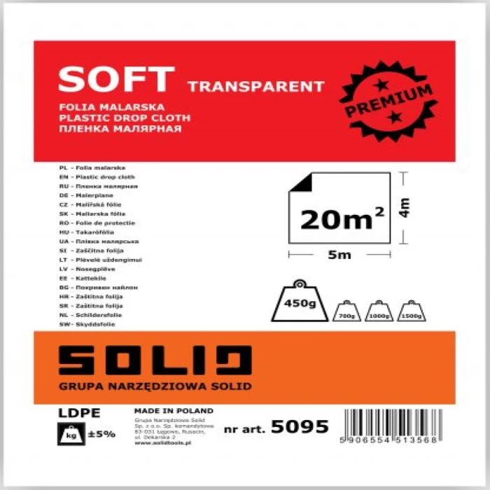 SOLID FOLIA TRANSPARENT SOFT 4 X 5M